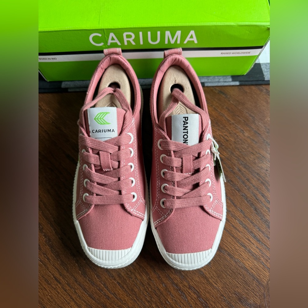 Cariuma + Pantone OCA Low Withered Rose Canvas Contrast Thread Sneaker - Picture 10 of 13